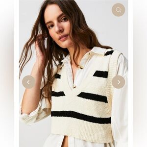 FREE PEOPLE SANTA MONICA VEST - BLACK & WHITE COMBO